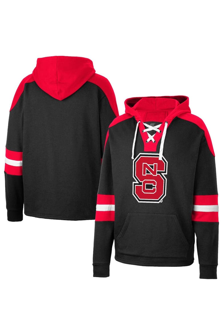 Men's Colosseum Black NC State Wolfpack Lace-Up 4.0 Pullover Hoodie, Main, color, Black