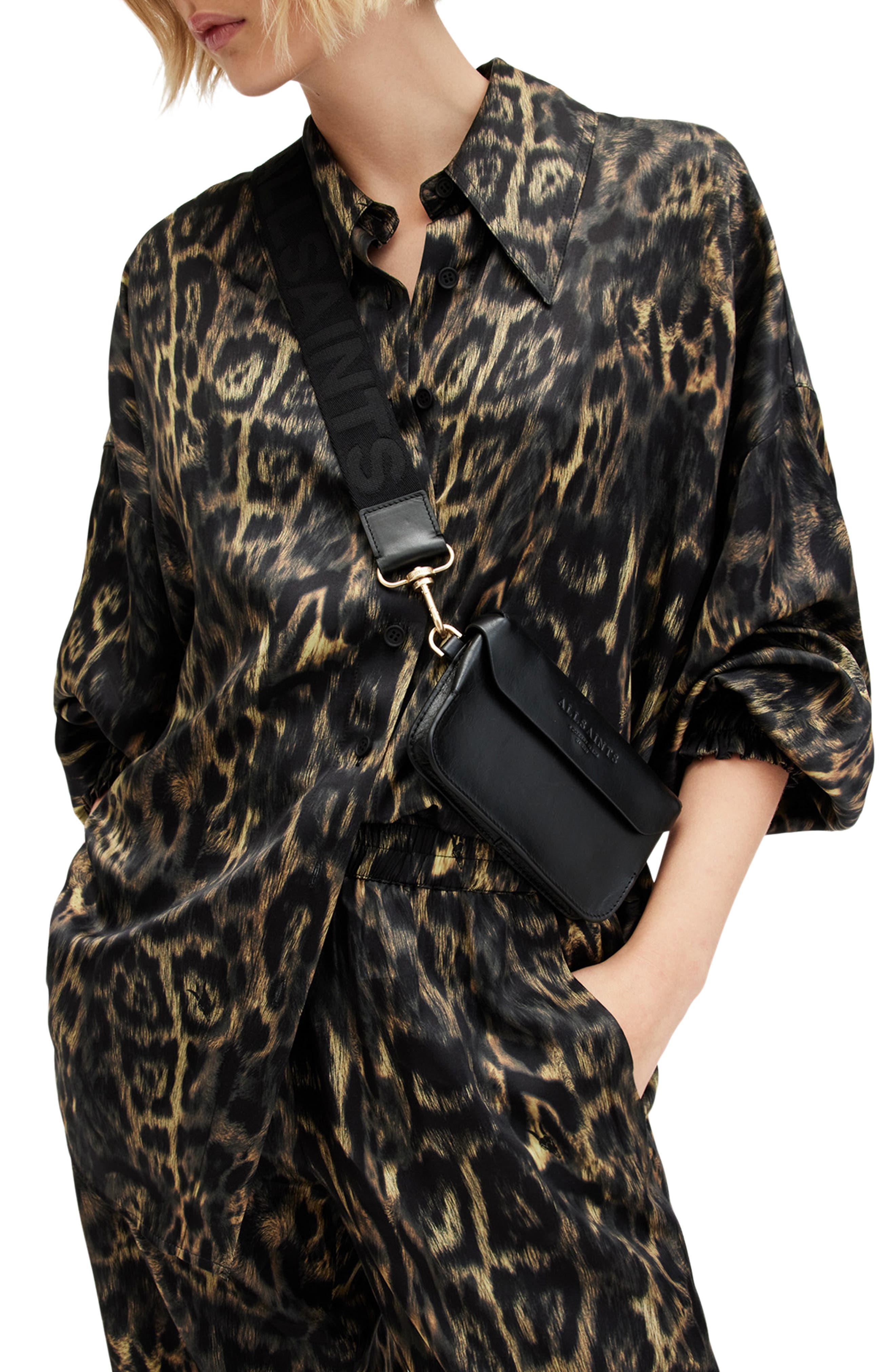 AllSaints Zoe Leather Crossbody Bag, Alternate, color, 