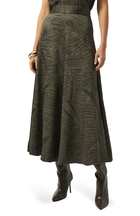 Pleated Satin Midi Skirt