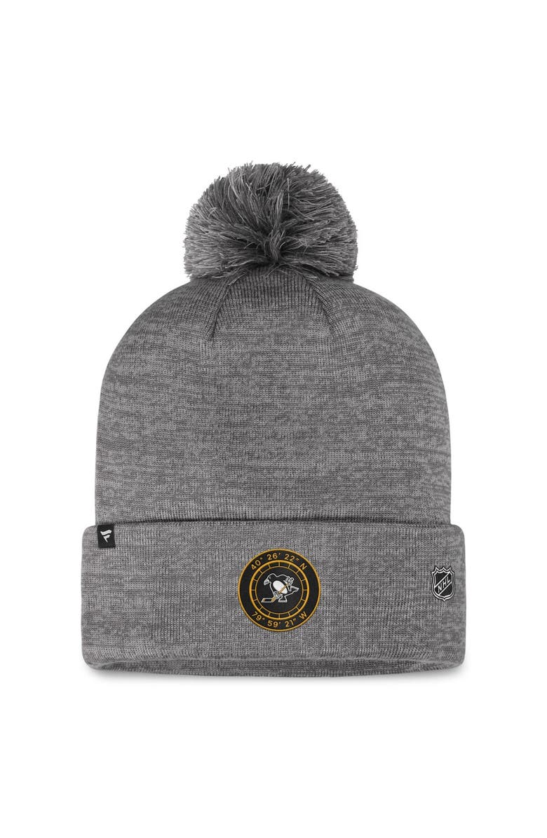 FANATICS Men's Fanatics Branded  Gray Pittsburgh Penguins Authentic Pro Home Ice Cuffed Knit Hat with Pom, Alternate, color, Gray
