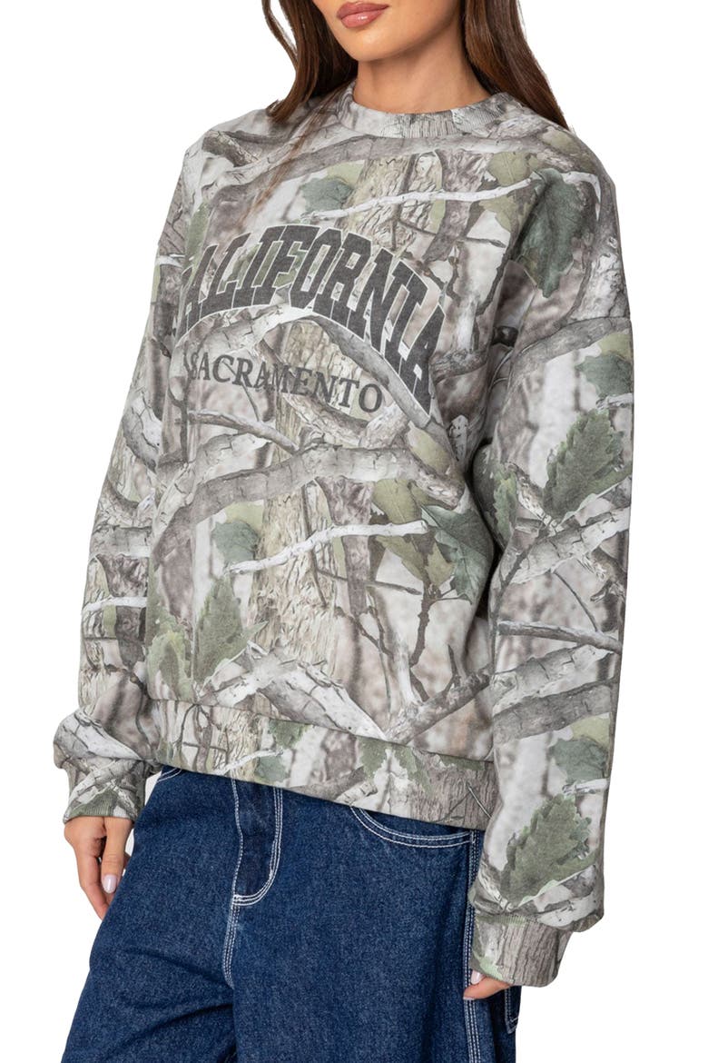 Cali Baby Oversize Camo Sweatshirt, Alternate, color, OLIVE