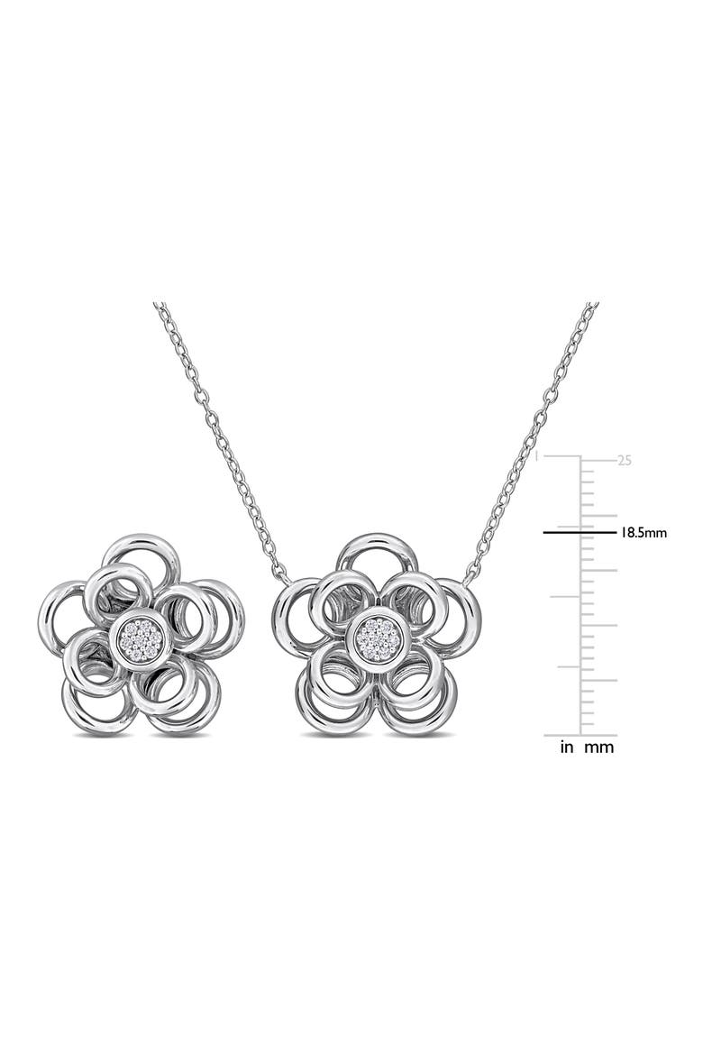 Diamond Pavé Flower Earrings & Necklace Set, Alternate, color, WHITE