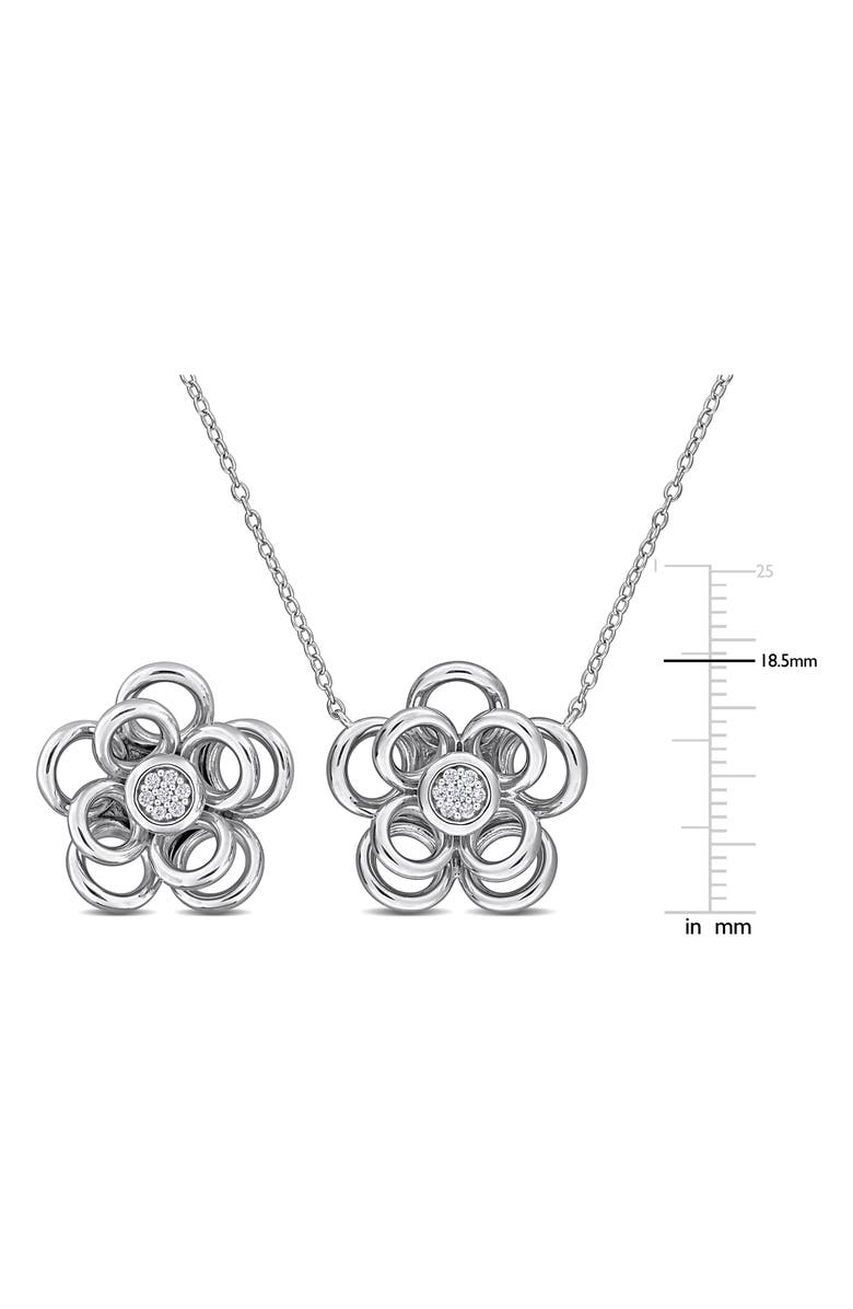 DELMAR Diamond Pavé Flower Earrings & Necklace Set, Alternate, color, White