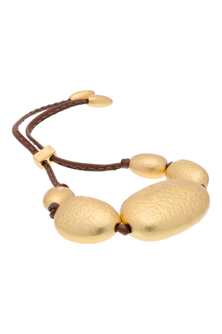 Penny Smooth Pebble Cord Bracelet, Main, color, GOLD TONE BROWN