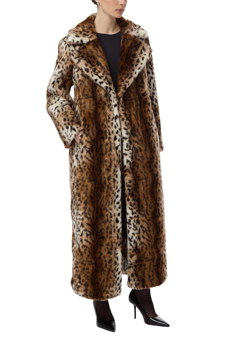 Gabrielle Faux Fur Maxi Coat, Alternate, color, LEOPARD