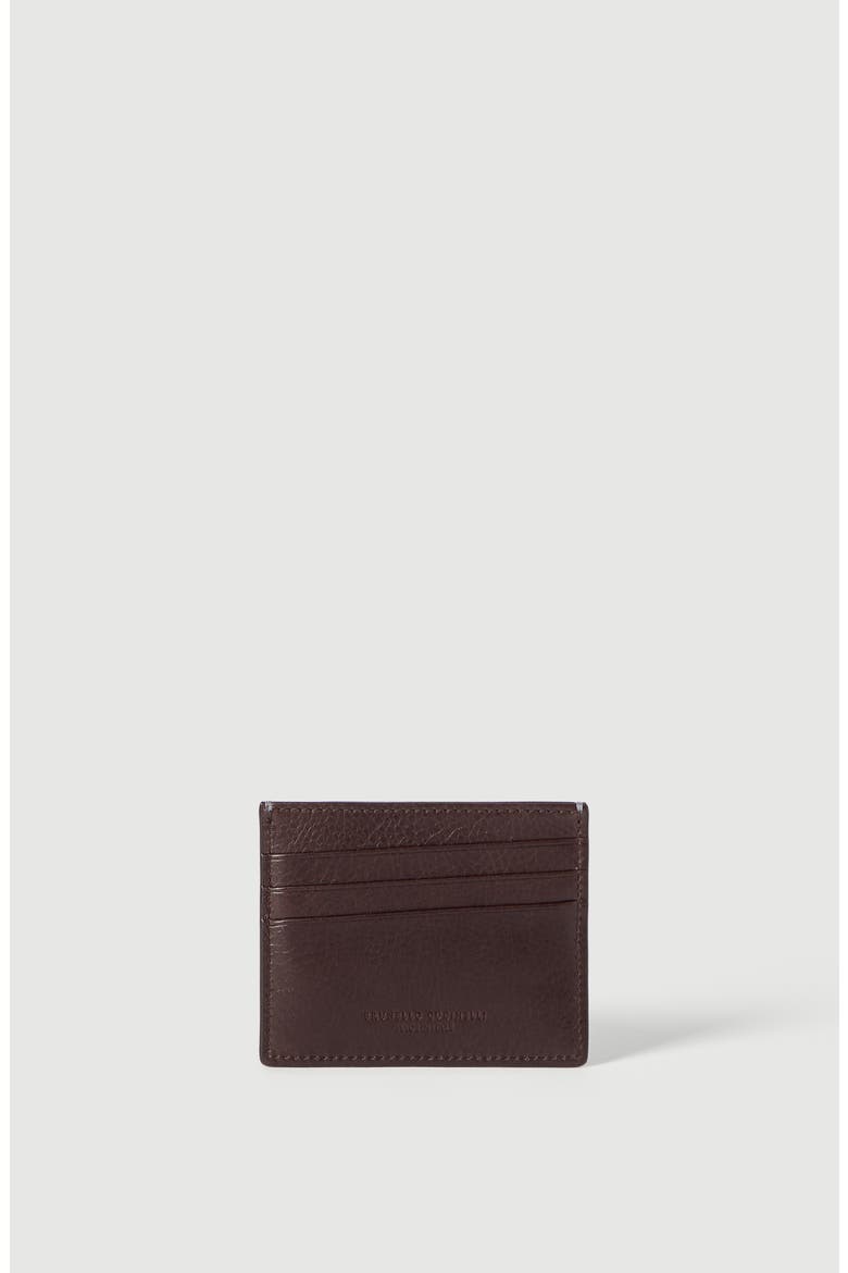Brushed leather card holder, Alternate, color, Brown