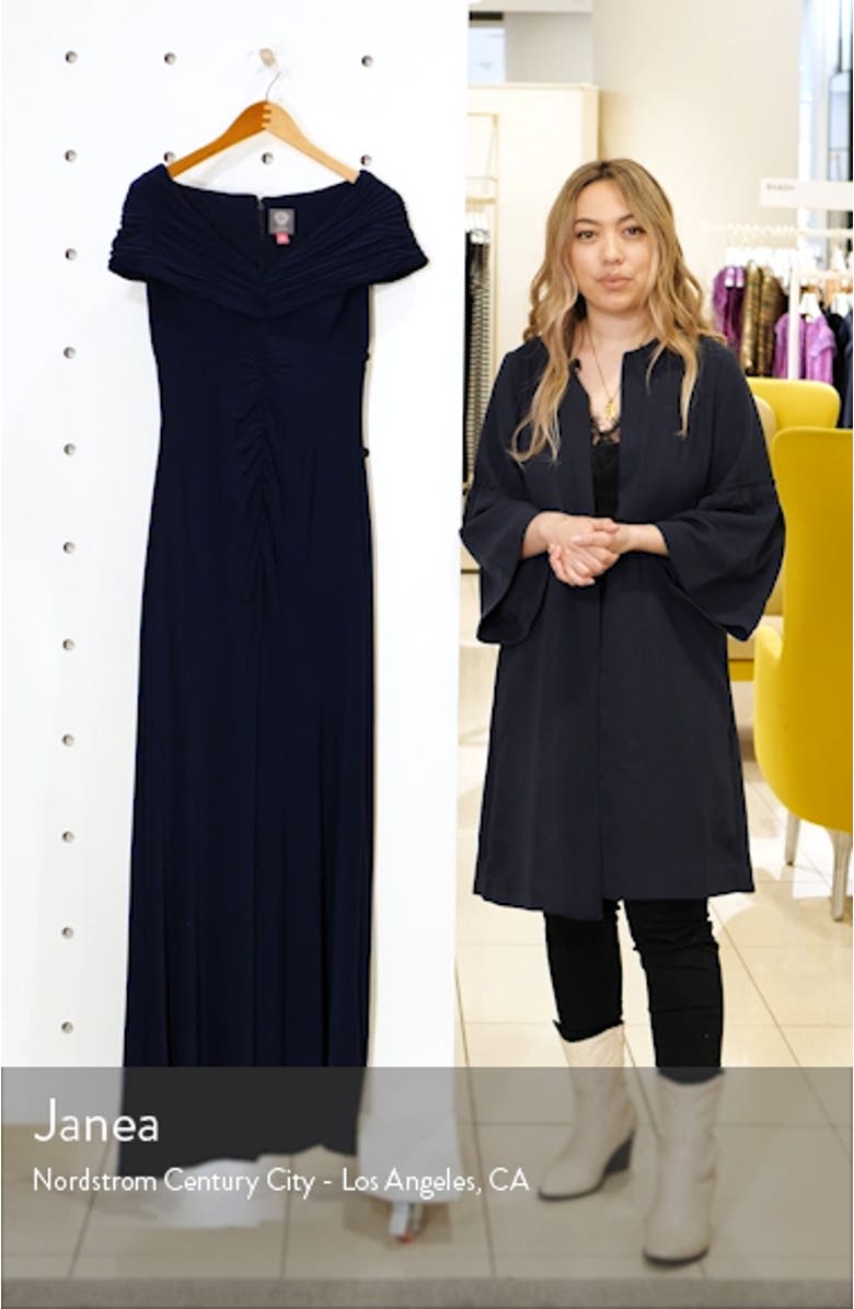 Portrait Collar Ruched Evening Gown, sales video thumbnail