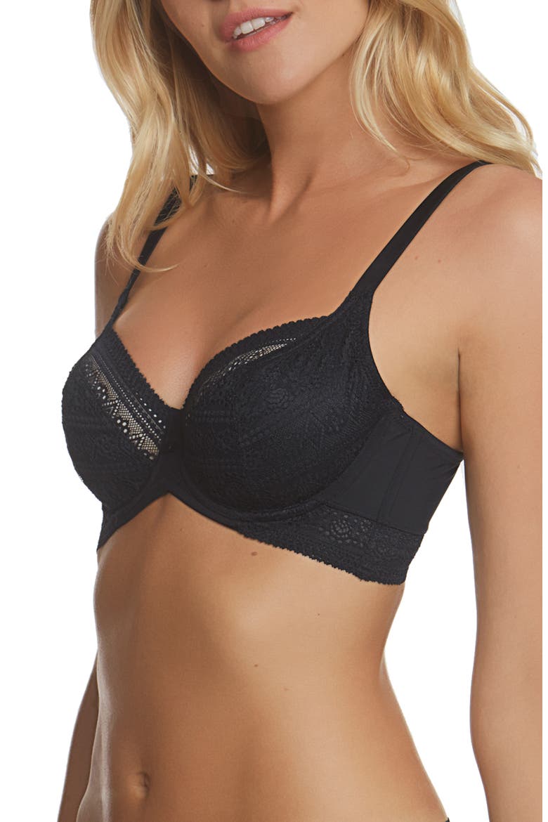 Tessa Lace Side Support Underwire Bra, Alternate, color, BLACK