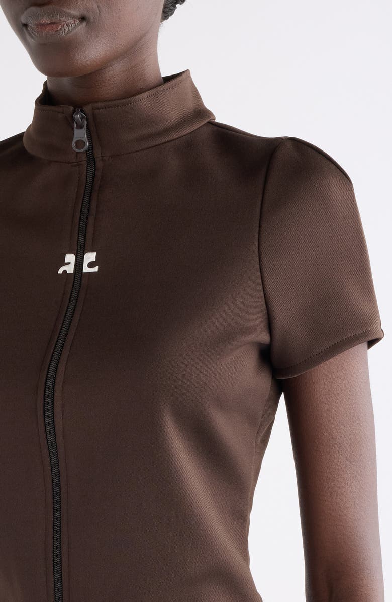 Courrèges Interlock Full Zip Top, Alternate, color, Chocolate