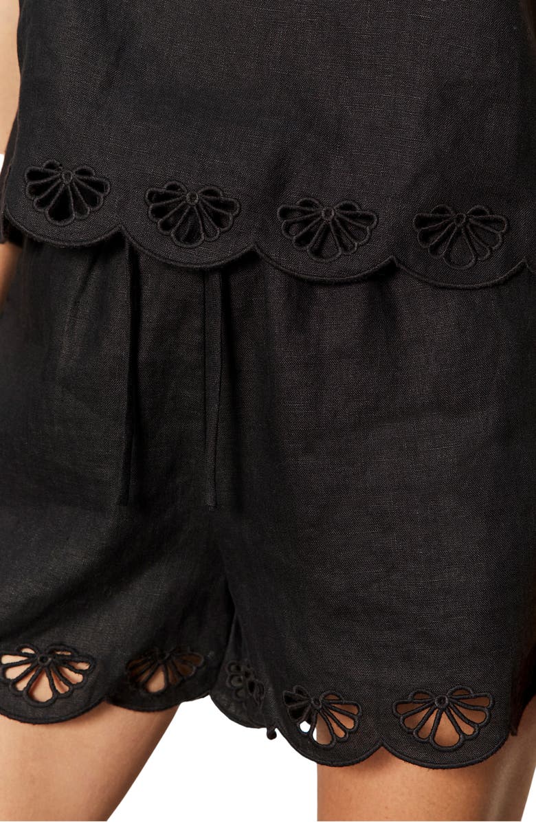 Sanctuary Almost There Scallop Hem Sleeveless Linen Top, Alternate, color, Black