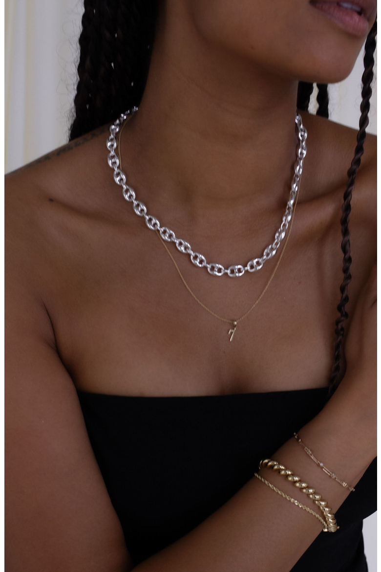Puffed Mariner Chain Necklace, Alternate, color, Silver