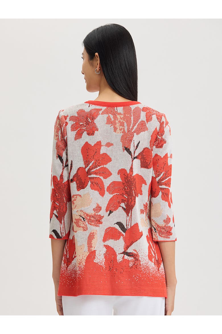 Floral Jacquard Flat Knit Jacket, Alternate, color, Cherry/Peach/Ivory/Black