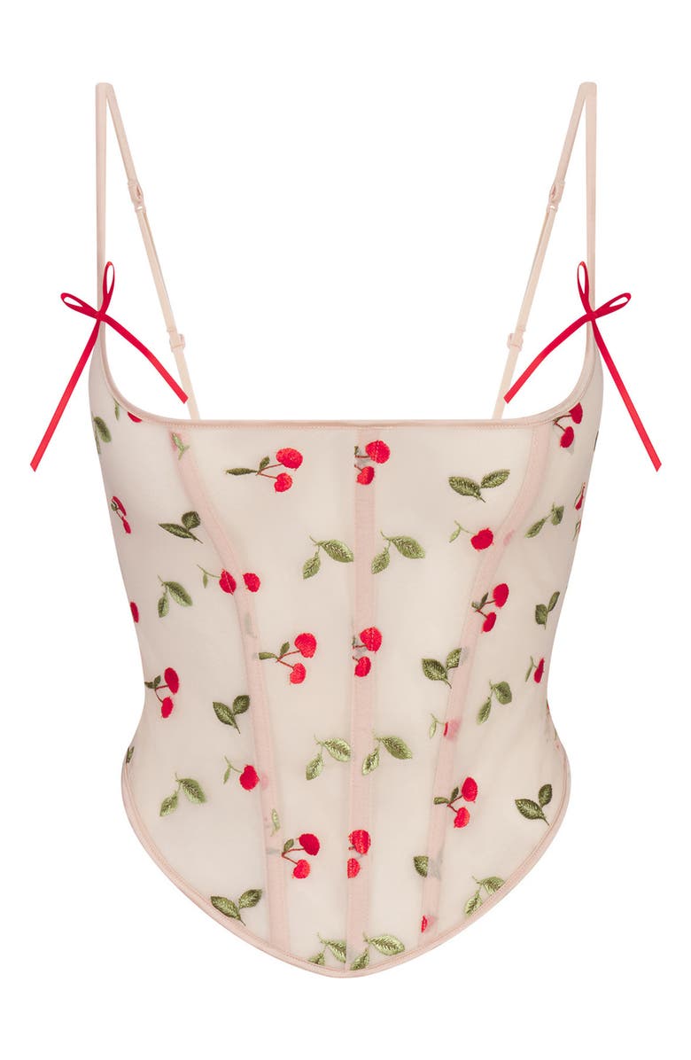 SKIMS Embroidered Tulle Corset, Alternate, color, Primrose Cherry Tulle
