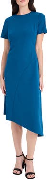 Maggy London Short Sleeve Asymmetric Midi Dress