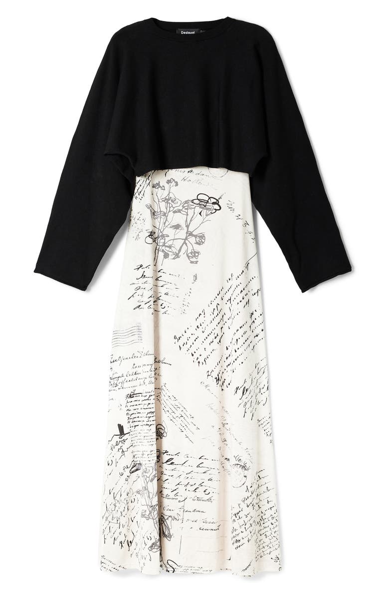 Desigual Letters Print Slipdress & Crop Sweater, Alternate, color, 