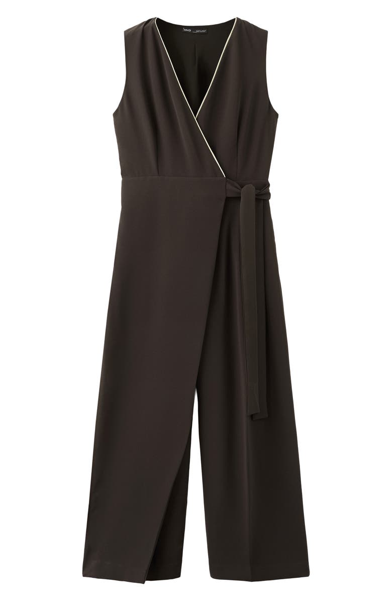 MANGO Contrast Piping Faux Wrap Jumpsuit, Main, color, 