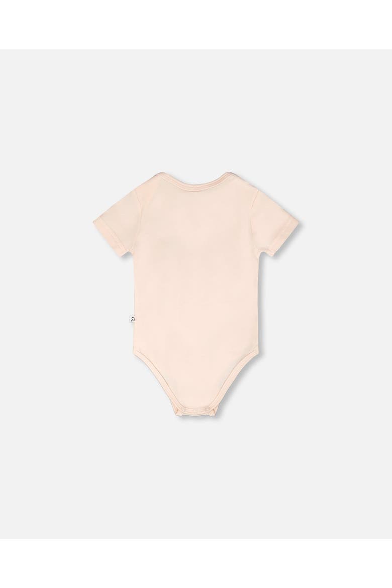 Evolutive Organic Cotton Jersey Printed Palm Tree Bodysuit, Alternate, color, Peach