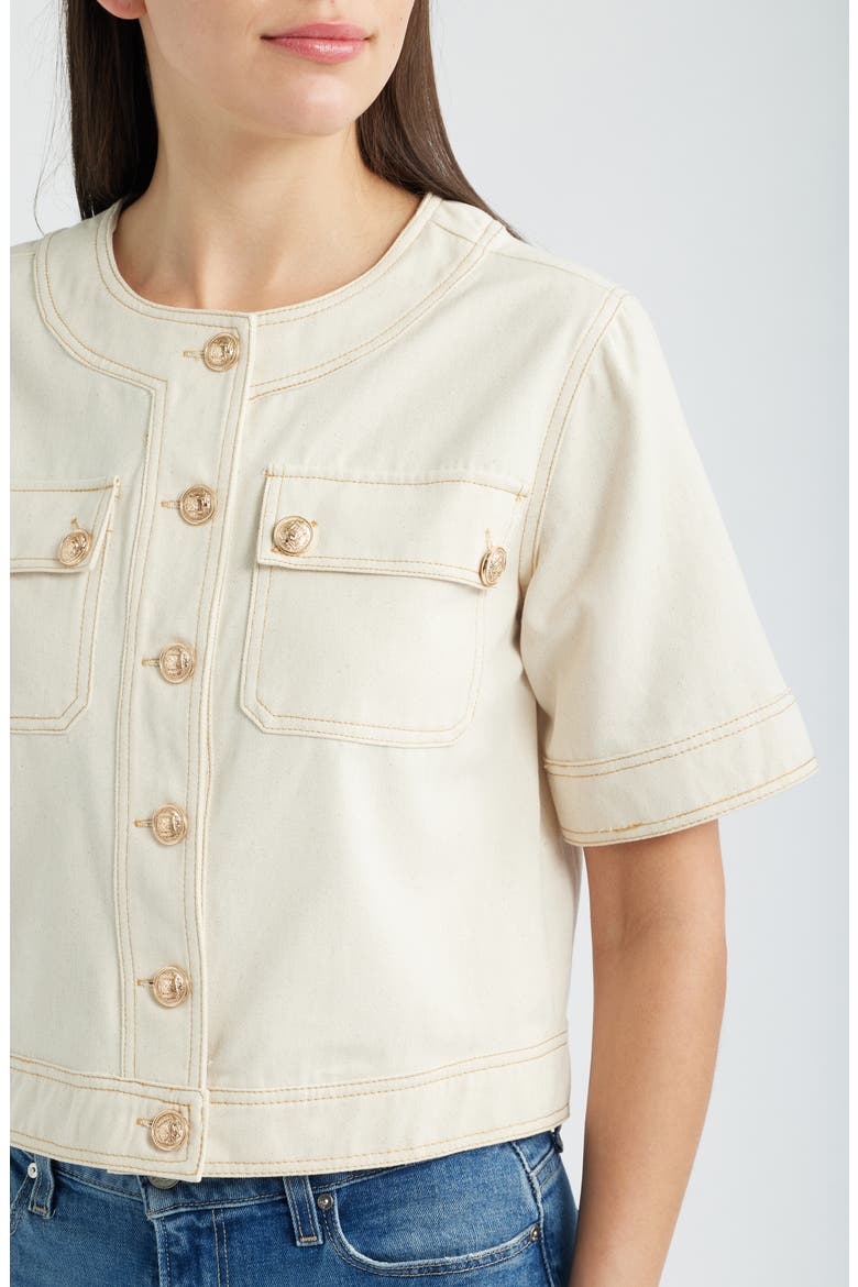 Short Sleeve Cotton Jacket, Alternate, color, CREAM