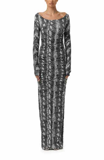 Naked Wardrobe Ruched Off the Shoulder Long Sleeve Maxi Dress
