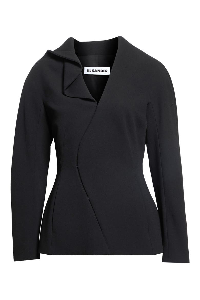 Asymmetric Draped Fitted Virgin Wool Jacket, Main, color, BLACK
