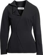 Jil Sander Asymmetric Draped Fitted Virgin Wool Jacket