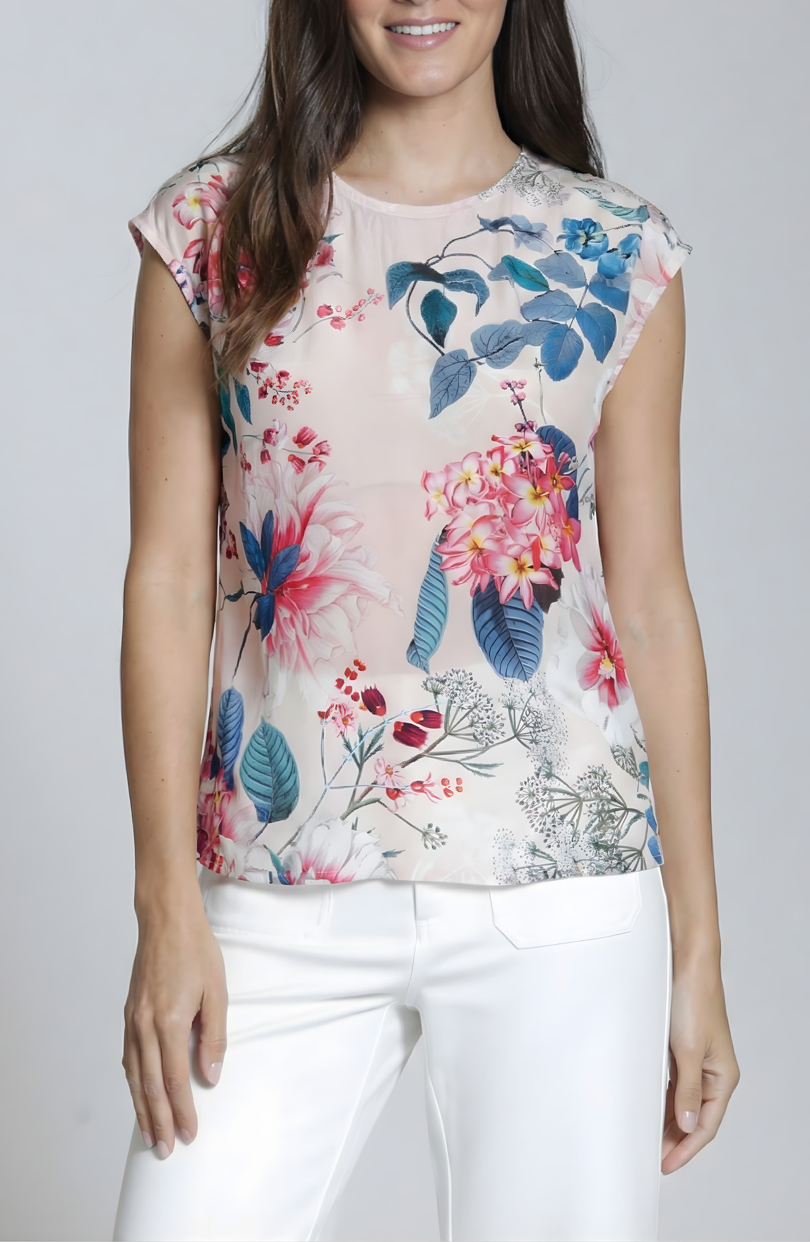 Print Cap Sleeve Shell - image 5