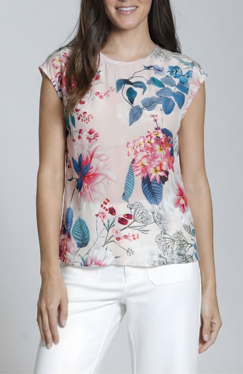 Print Cap Sleeve Shell