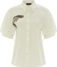 Exquise Fish Print Embellished Shirt