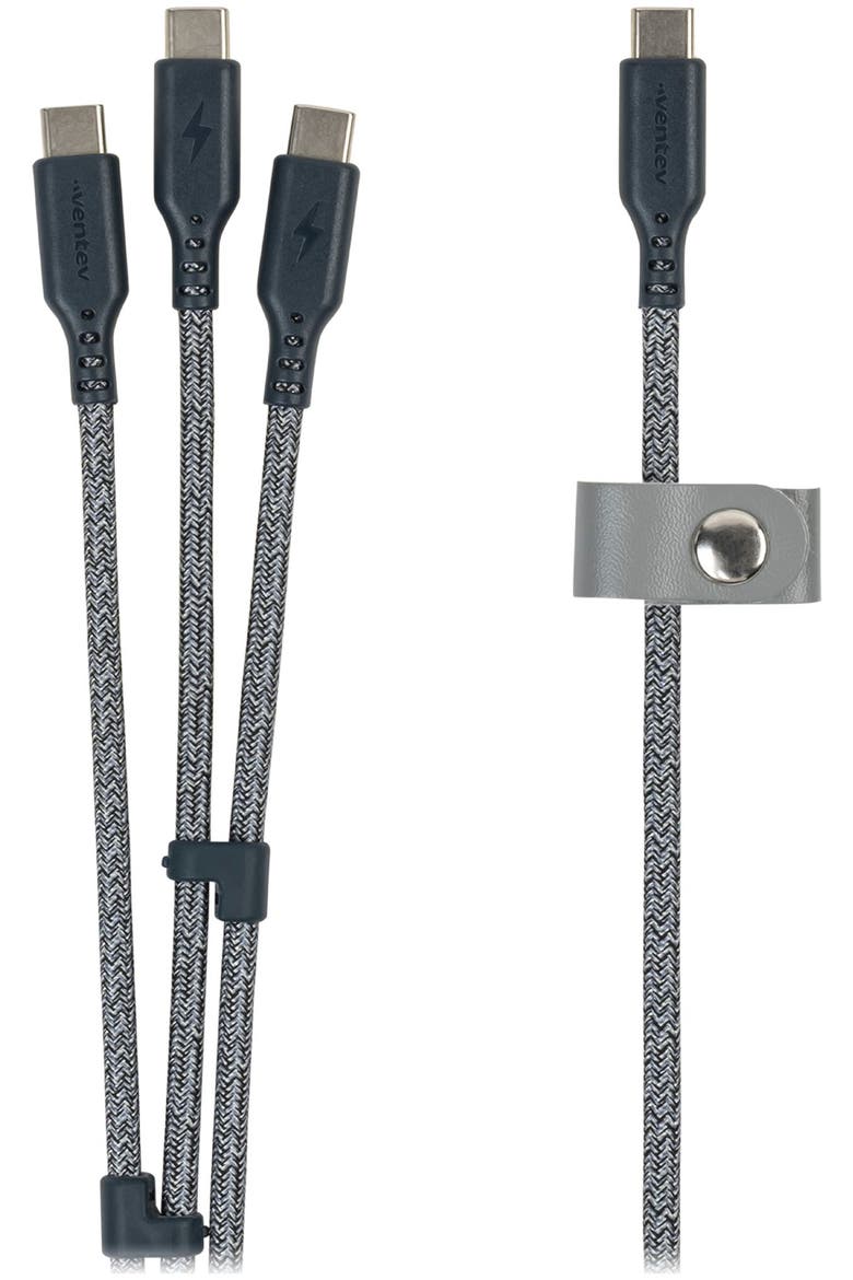 ULTRAFAST Trio USB-C to USB-C 140W 3-in-1 Cable, Alternate, color, Grey