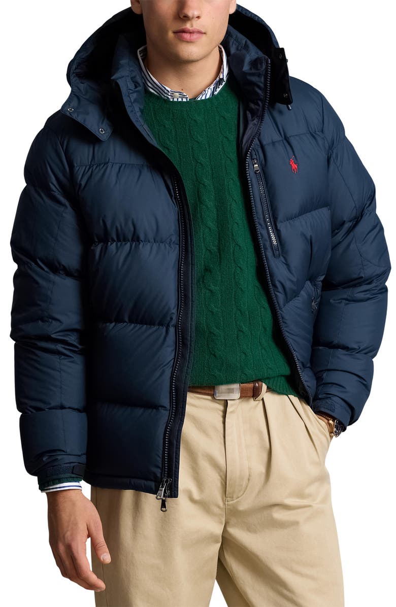 Polo Ralph Lauren Gorham Down Jacket with Removable Hood, Main, color, Collection Navy