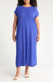Eileen Fisher Short Sleeve Jacquard Maxi Dress
