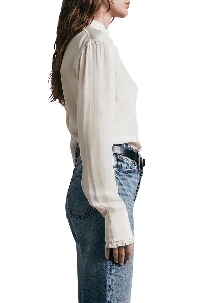 ICONS Jordan Ruffle Long Sleeve Button-Up Shirt, Alternate, color, IVORY