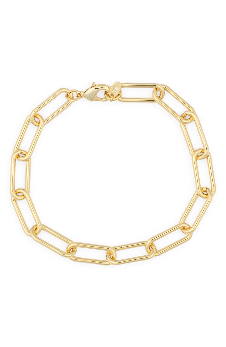 Argento Vivo Sterling Silver Oval Paper Clip Chain Bracelet, Main, color, Gold