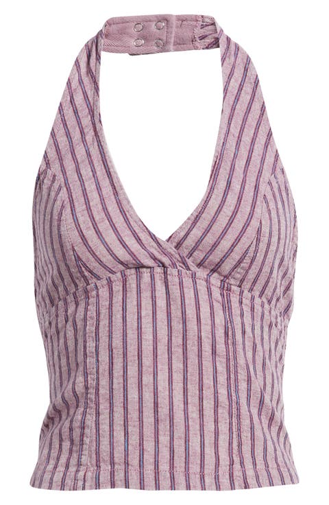 Quinn Stripe Linen Halter Top