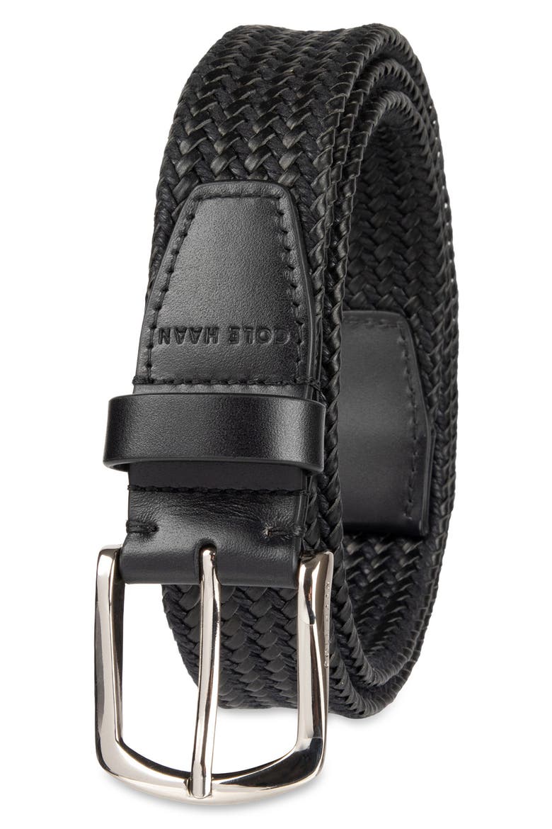 Braided Leather & Rope Belt, Alternate, color, BLACK