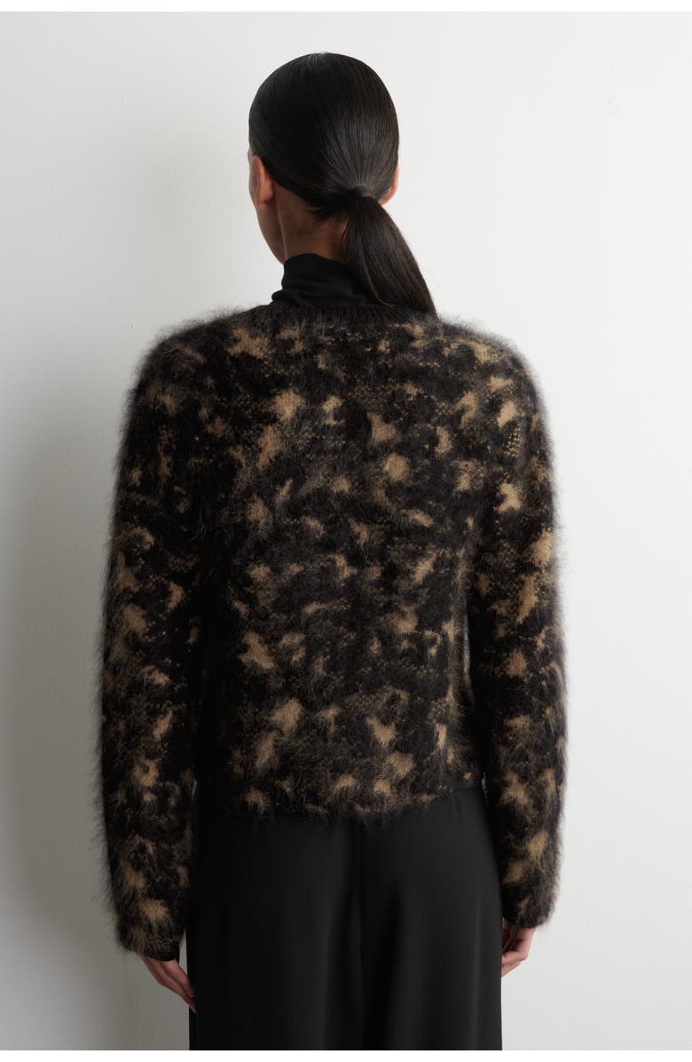 COS Animal-jacquard Merino Wool Cardigan, Alternate, color, Black / Brown