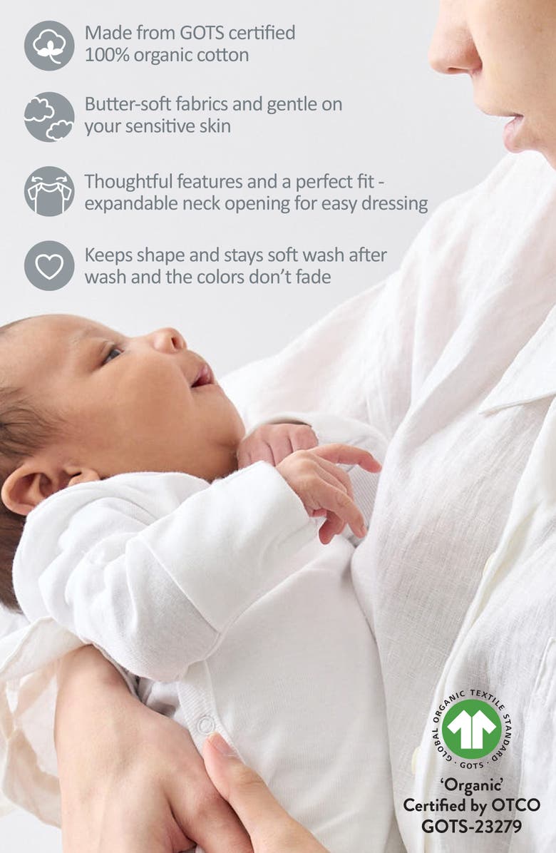 BUTTERBLU Blake Long Sleeve Organic Cotton Assorted 5-Pack Bodysuits, Alternate, color, Stone