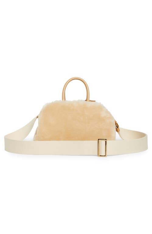Ferragamo Hug Small Shearling Tote Bag In Naturale/camel