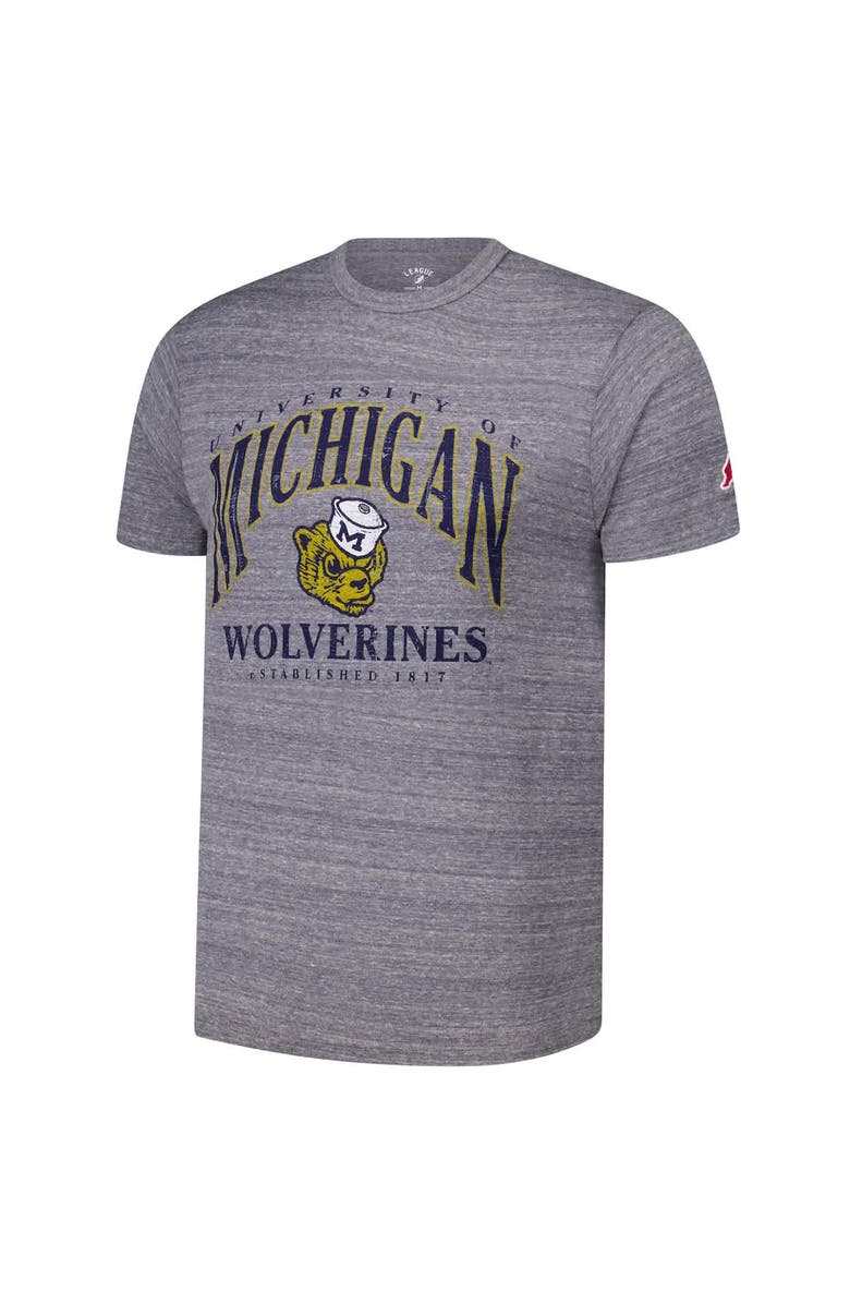 LEAGUE COLLEGIATE WEAR Men's League Collegiate Wear Heather Gray Michigan Wolverines Tall Arch 2.0 Victory Falls Tri-Blend T-Shirt, Alternate, color, Heather Gray
