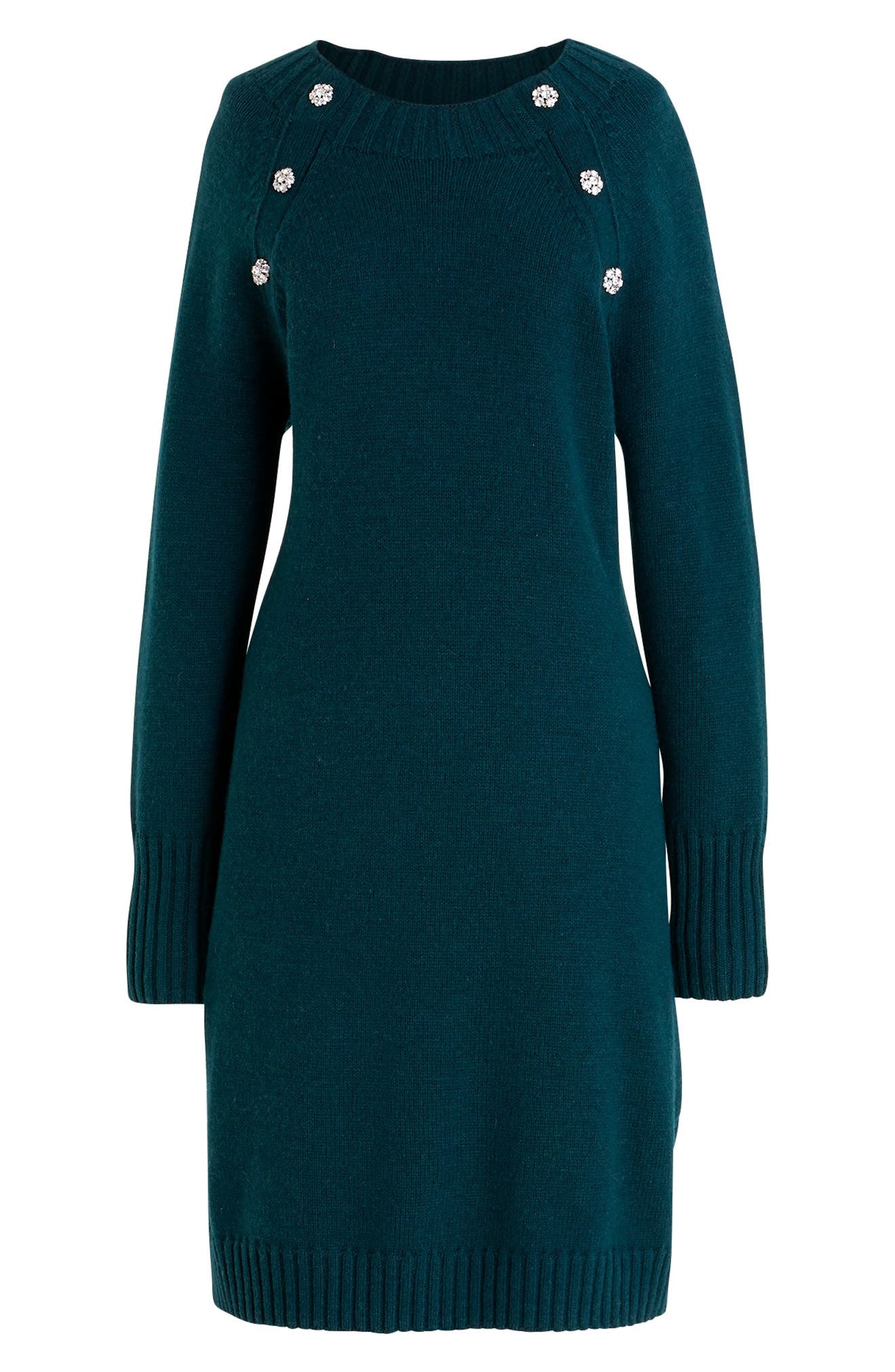 J.Crew Lance Jewel Button Sweater Dress (Women) | Nordstrom