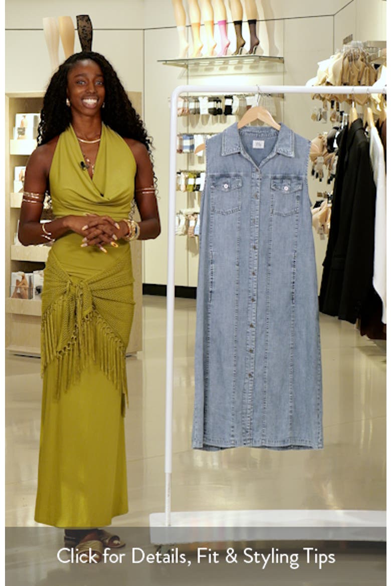 Seamed Sleeveless Denim Midi Shirtdress video