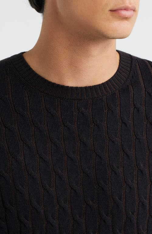 Jack Victor Crewneck Merino Wool Cable Sweater In Blue
