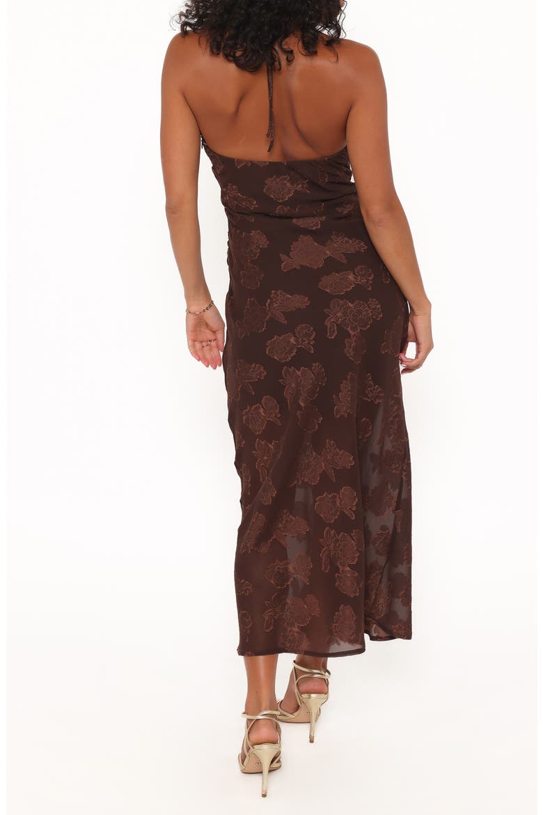 Remy Floral Jacquard Maxi Cocktail Dress, Alternate, color, BROWN