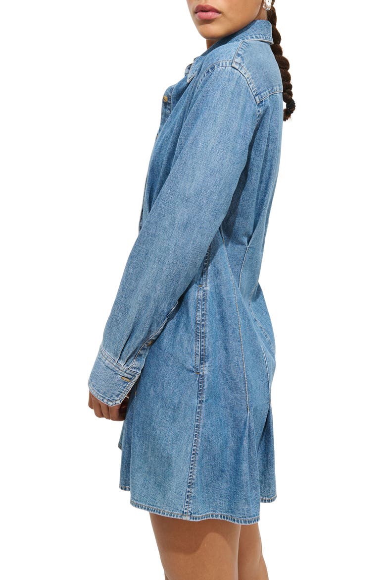 Camille Long Sleeve Denim Shirtdress, Alternate, color, MEDIUM WASH