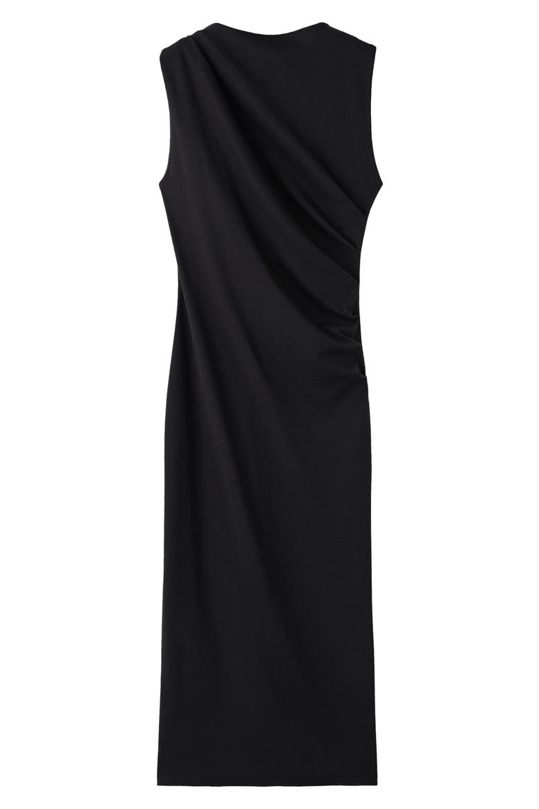 Ruched Sleeveless Midi Dress, Main, color, BLACK