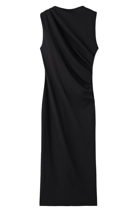 Ruched Sleeveless Midi Dress