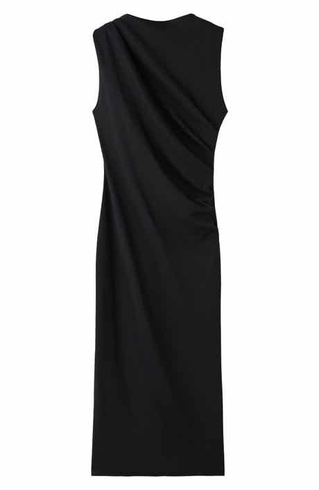 Ruched Sleeveless Midi Dress