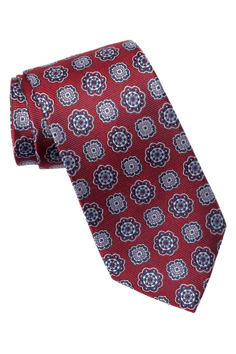 Tiberio - Silk Jacquard Tie for Men, Main, color, Red