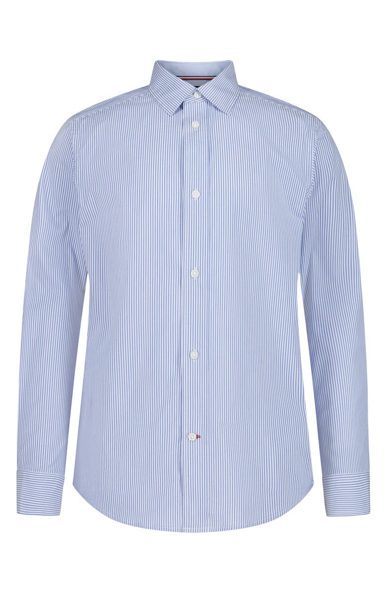 Tommy Hilfiger Long Sleeve Stretch Poplin Stripe Shirt, Main, color, Medium Blue