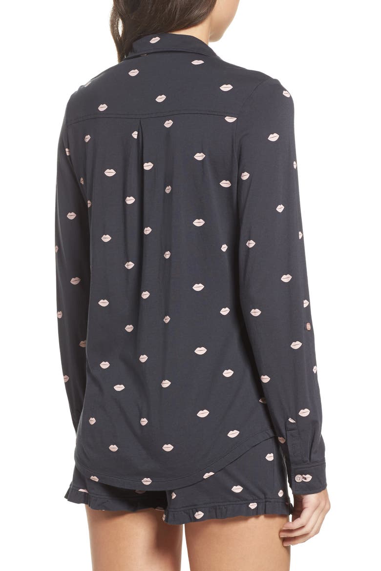 Heart Print Short Pajamas, Alternate, color, SMOKE